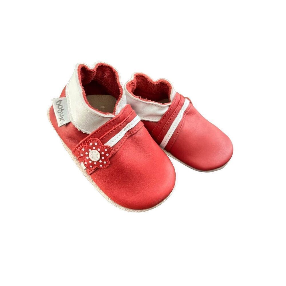 NEW Bobux Softsole Baby US 3-9 Months Red Leather Shoes Slippers
